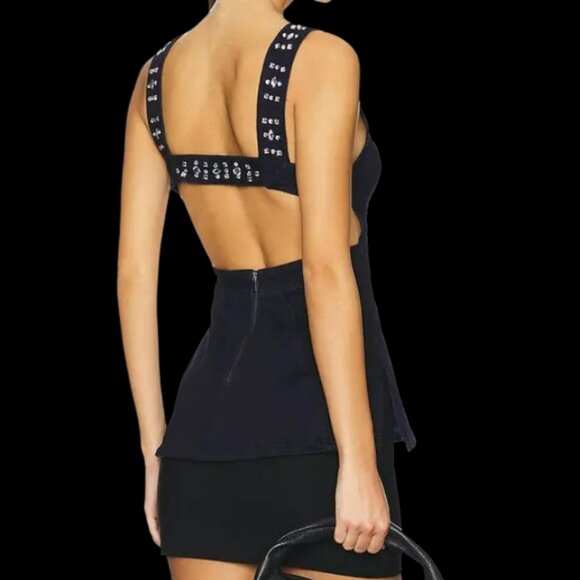 Free People Embellished Denim Corset Tank Top NWT | Studded Jean Bustier | SZ:S - Picture 4 of 10